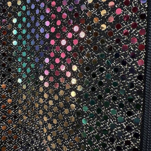 Brenda Goode Womens SMALL Colorful Sequin Zip Jacket Bomber DISCO Shoulder Pads - Picture 7 of 10